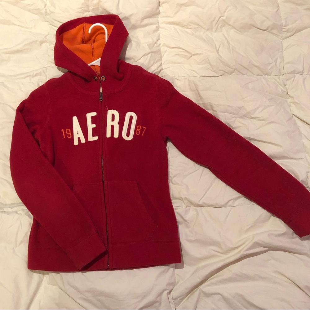 Warm Aeropostale orange and red soft zip up